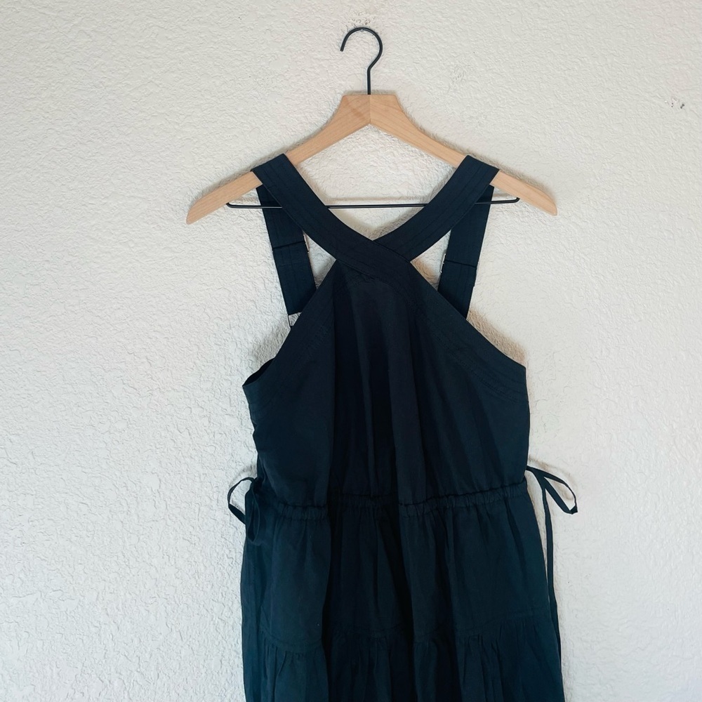 Madewell poplin halter Tiered Black Midi Dress NWT - Picture 4 of 16